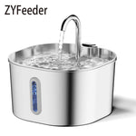 ZYFeeder 2.2L Automatic Cat Water Fountain Square Stainless Steel Pet Water Feeder Dog Water Fountain with window（No 5V 1A Plug） - shimendi