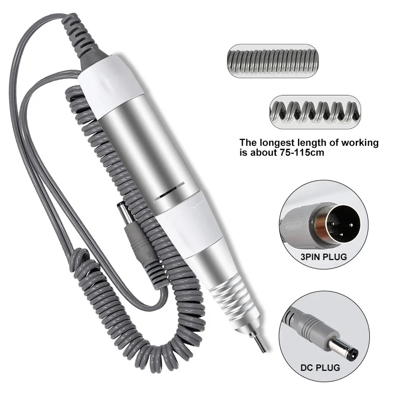 Professional Electric Nail Drill Handle 35000RPM Nail Art Drill Handpiece File Polish Grind Machine Manicure Drill Accessory