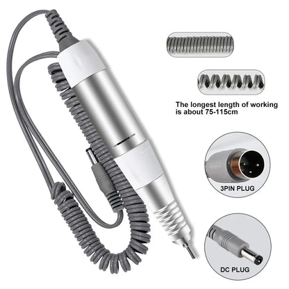 Professional Electric Nail Drill Handle 35000RPM Nail Art Drill Handpiece File Polish Grind Machine Manicure Drill Accessory