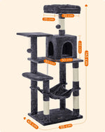 Feandrea Cat Tree, 143 cm Cat Tower for Indoor Cats, Multi-Level Plush Cat Condo with 4 Scratching Posts, 2 Perches, Cave shimendi Sécurité et Confort pour Chien chat| Shimendi