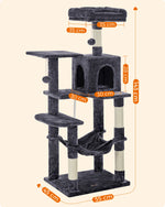 Feandrea Cat Tree, 143 cm Cat Tower for Indoor Cats, Multi-Level Plush Cat Condo with 4 Scratching Posts, 2 Perches, Cave - shimendi