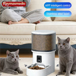 Raymax 4L WIFI Button Automatic Cat Feeder Intelligent Cat and Dog Pet Feeder Smart Pet Cat Food Dispenser Pet Feeder(No 5V 1A) - shimendi