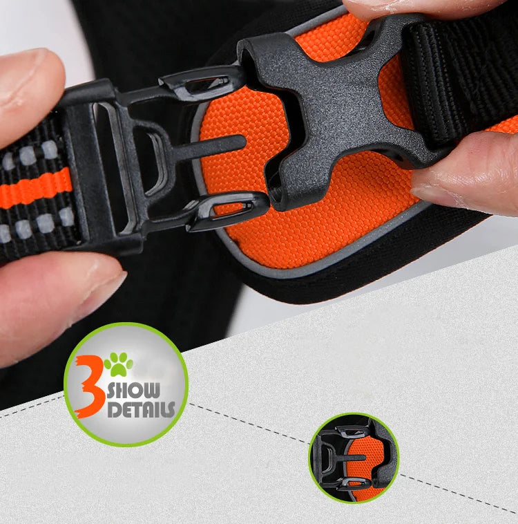 Truelove Pet Harness Reflective Nylon Large Pet Dog Harness All Weather Padded Adjustable Safety Vehicular Leads for Dog TLH5651