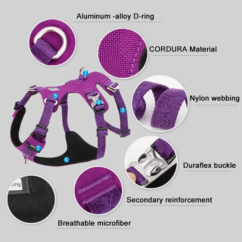 TRUELOVE Pet Nylon Harness Light-weight Double-H Shape Embroidery 5 Adjustable Positions Medium and Large Dog Waterproof  YH1807