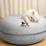 Felt Donut Bed for Cats House With Breather Hole Dog Bed Interactive Play Toys for Cats to Hide 2 in 1 Tunnel for Cats Bed shimendi Sécurité et Confort pour Chien chat| Shimendi