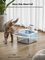 DownyPaws 2.5L Automatic Stainless Steel Cat Water Fountain 4000mAh Wireless Pet Drinker Battery & Sensor 2 in 1 Dispenser - shimendi