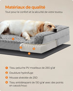 Dog Bed, Orthopedic Pet Bed, Foam, Padded Raised Edges, Removable Plush Fabric Cover with Rose Pattern, 122 x 89 x 18 cm - shimendi