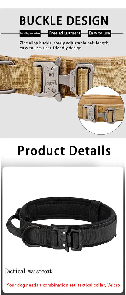 Pet Products Outdoor Tactical Dog Collar Metal Buckle Breathability Nylon Collar Medium and Large Dog Training Neck Collar Dog