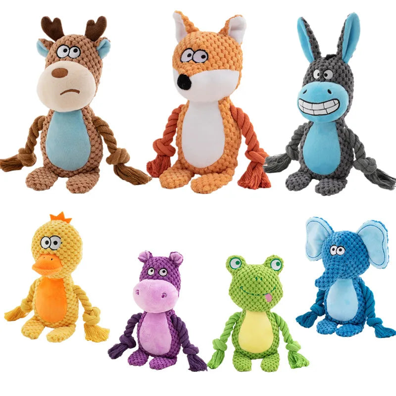 Stuffed Raw Small Joint Dog Plush Chew Toy Indestructible Bite Resistant Sound Puppy Squeaker Dogs Rattle For Pet Toys Supplies - shimendi