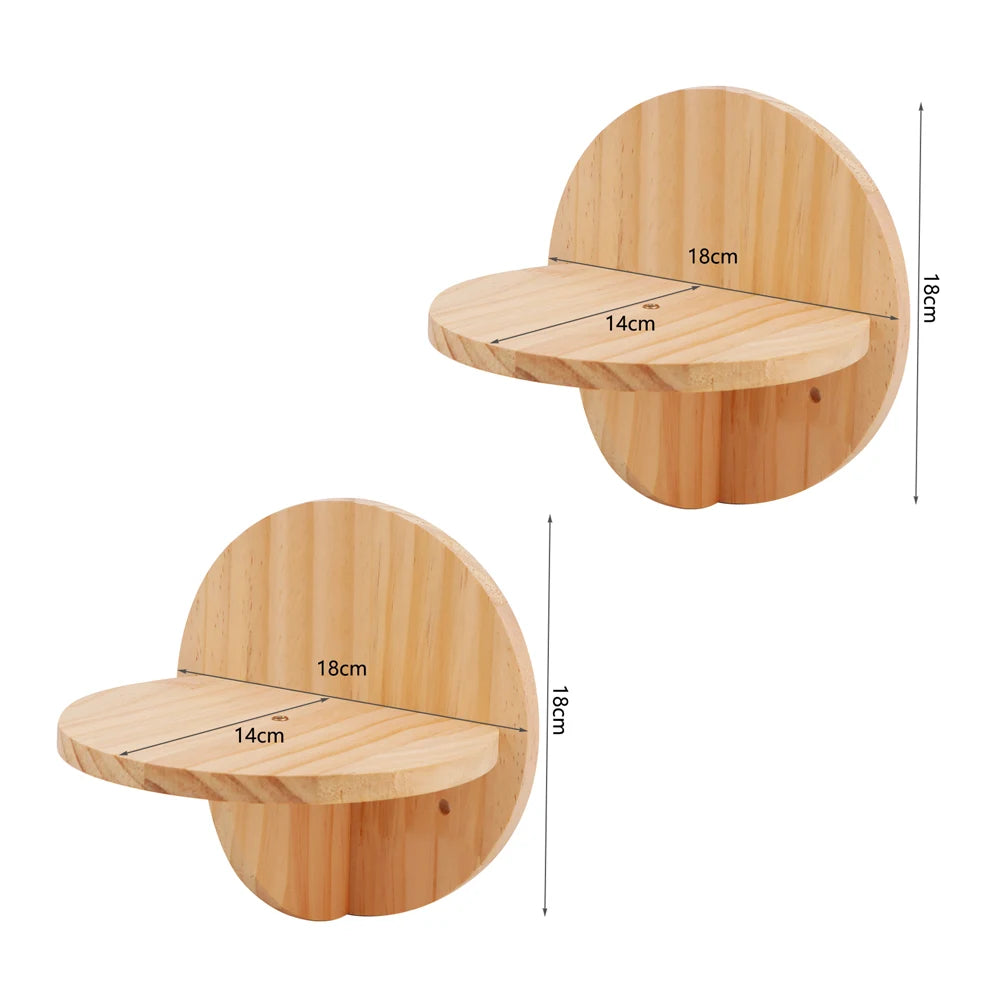 Cat Wall Hiding House Hammock Climbing Shelves Moon Perches Bed Ladder Solid Wood Steps For Activity Indoor Cats Wall Furniture