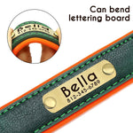 Customized PU Leather Nameplate Dog Collar Soft Padded Dogs Collars Free Engraving Name for Small Medium Large Dogs Adjustable - shimendi