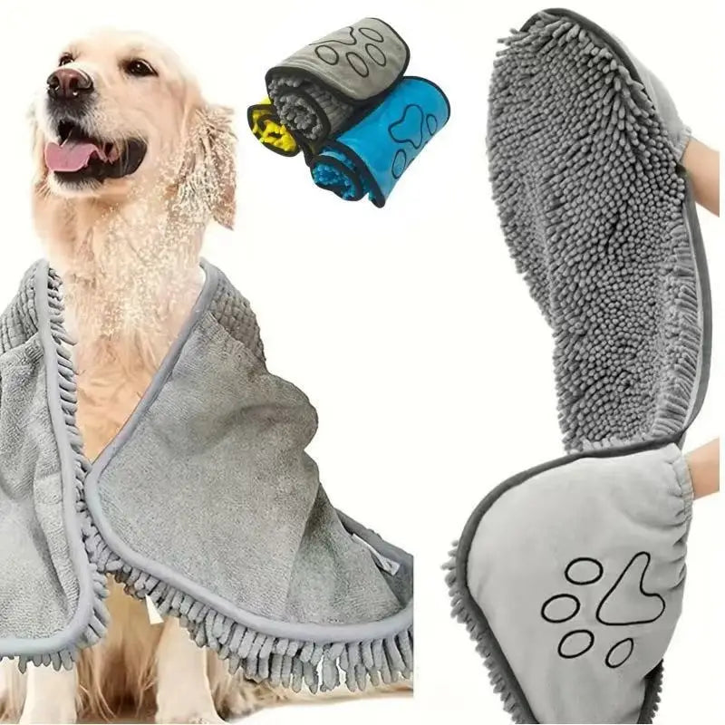 Pet Towel Super Absorbent Bath Dog Bath Towel Chenille Quick Drying Super Large Thick For Cats Pets Dogs Clothing Home Garden - shimendi