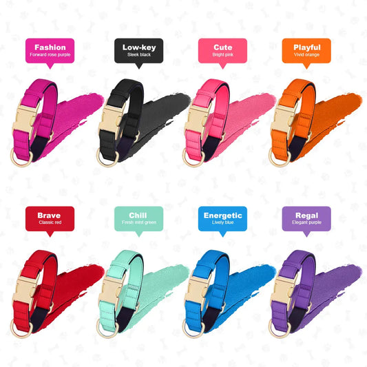 8 Colors Nylon Dog Collar Personalized Dog Collars Colorful Custom Pet ID Collars Necklace Breathable for Small Medium Dogs Pug