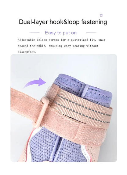 Truelove Breathable Dog Shoes with TPR Sole Flexible Protectable Soft Outsole Classic Outdoor Dog Boots All Breed 4Pcs TLS3962