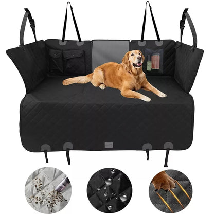 Waterproof Back Seat Extender Dog Car Seat Cover for Back Seat Bed with Mesh Window Storage Pocket Supports 220lbs Dog Hammock