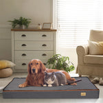 Premium Large Orthopedic Memory Foam Dog Bed Waterproof Pet Dog Crate Jumbo Mattress with Orange Trim Washable Water Resistant shimendi Sécurité et Confort pour Chien chat| Shimendi