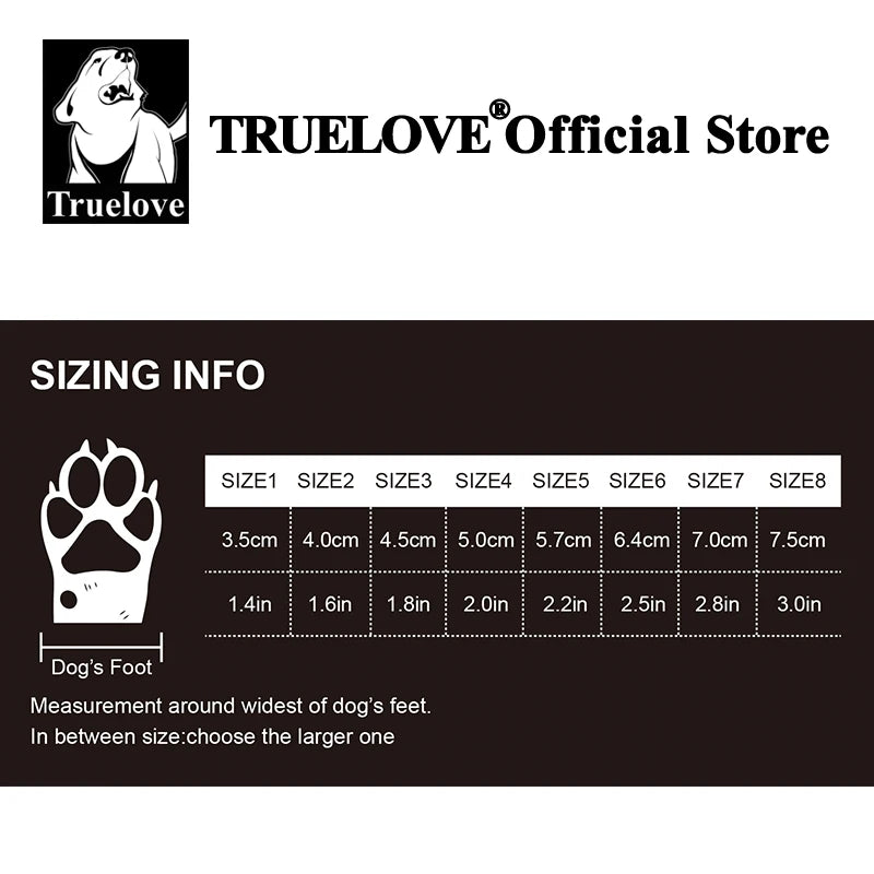 Truelove Dog Shoes for Large Medium Dog Boots & Paw Protectors for Winter Snowy Day Pavement Waterproof with TPR Sole TLS3963