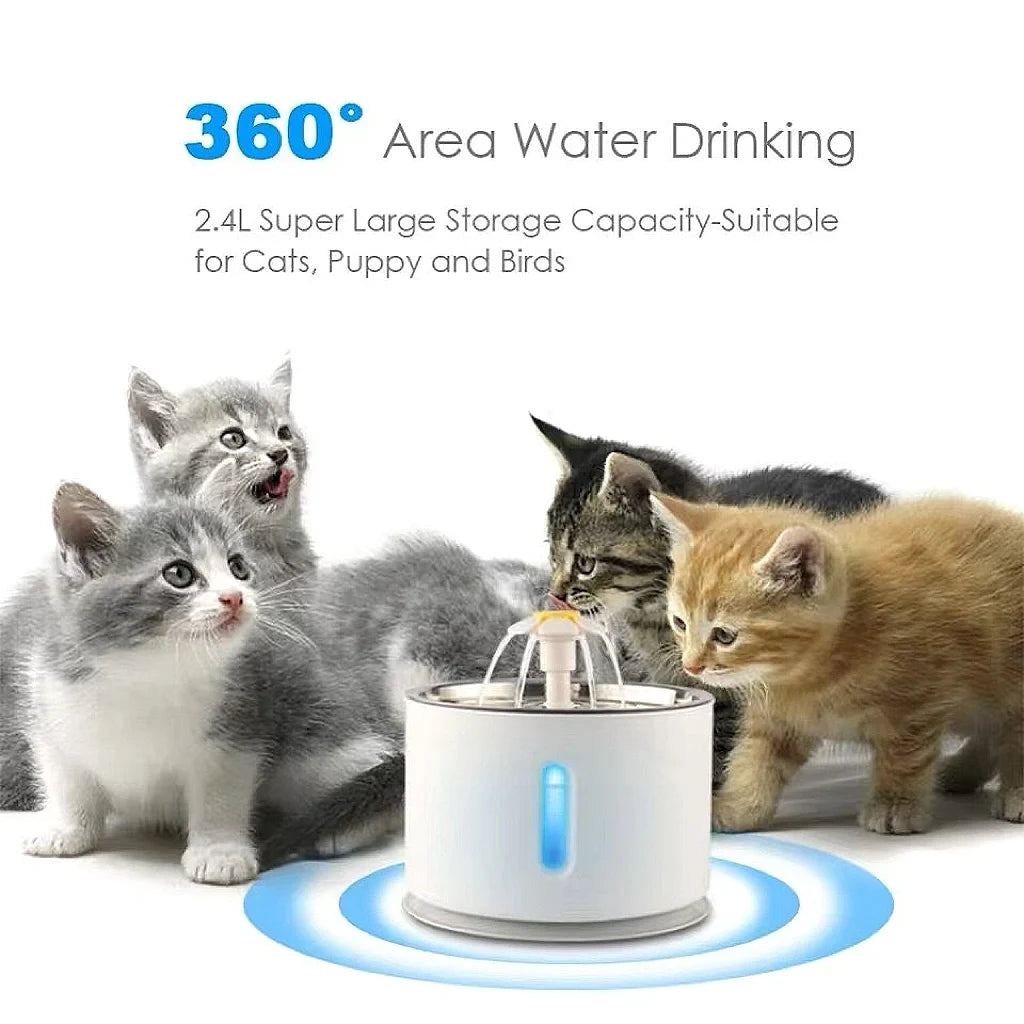 New 3.2L Stainless Steel Cat Water Fountain, USB Auto Smart Pet Drinking Fountain with Visual Water Window, Silent Pump for Cats