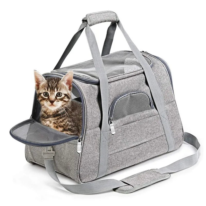 Pet Carrier Bag Foldable Small Dog Cat Carrying Out Bags Expansion Pet Travel Bag Mesh Breathable Expansion Crossbody Handbag - shimendi