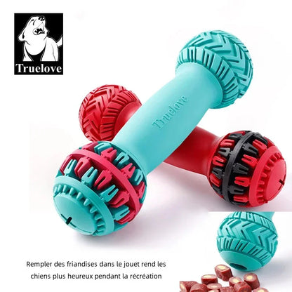 Truelove Pet Super Durable Leak-proof Treat Dispenser Dog Toy Dumbbell Slow Feeder IQ Training Playing Teething Dog TLT2606