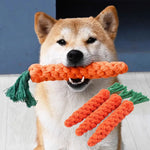 1Pcs Carrot Dog Bite Rope Pet Dog Toys Safe Durable Braided Bite Dog Chew Toys Resistant Puppy Molar Cleaning Teeth Cotton Rope - shimendi