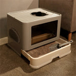 Large Hooded Cat Litter Box Tray Drawer Type Pet Kitty Toilet Top Entry Anti-Splashing Enclosed Potty with Hair Grooming Scoop shimendi Sécurité et Confort pour Chien chat| Shimendi