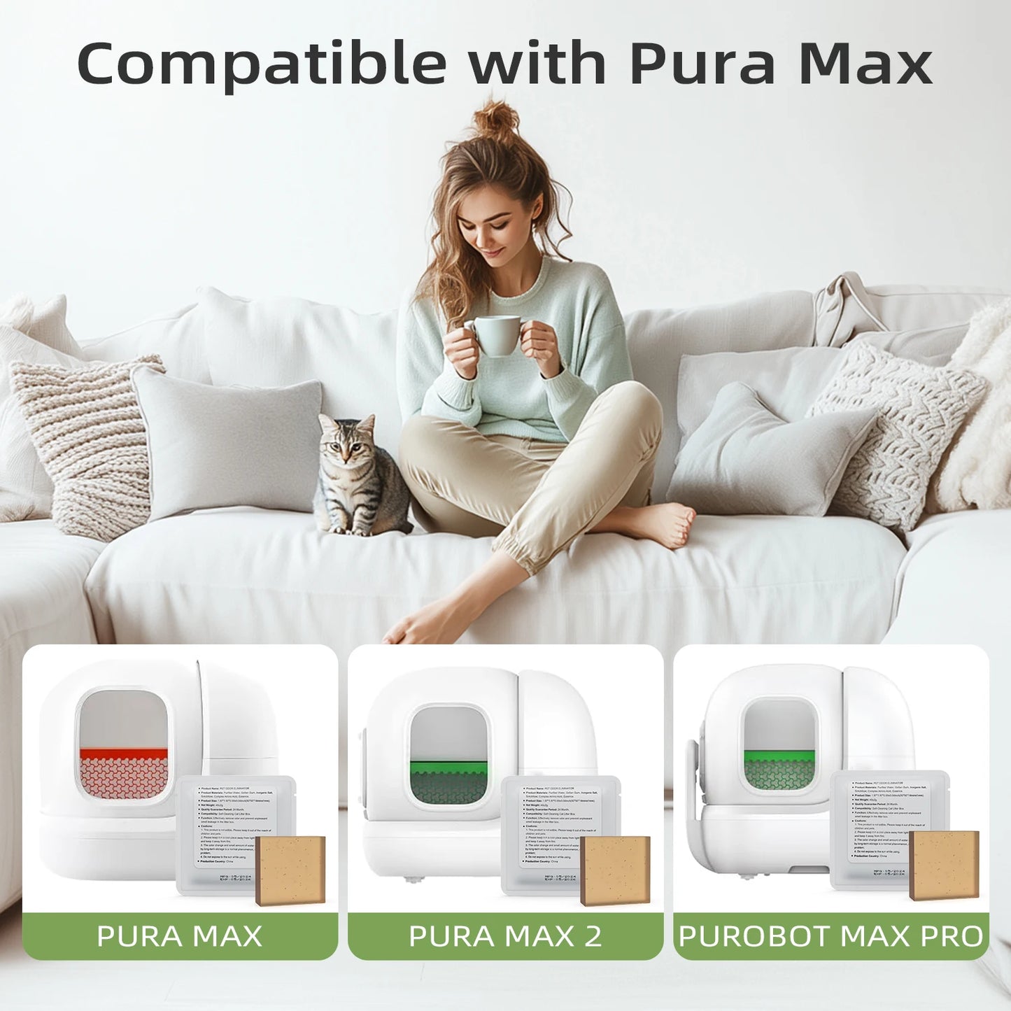 N50 Cat Litter Deodorizer Blocks - Strong Odor Eliminator, Long-Lasting Freshness, Refillable Cubes for Litter Box Odor Control