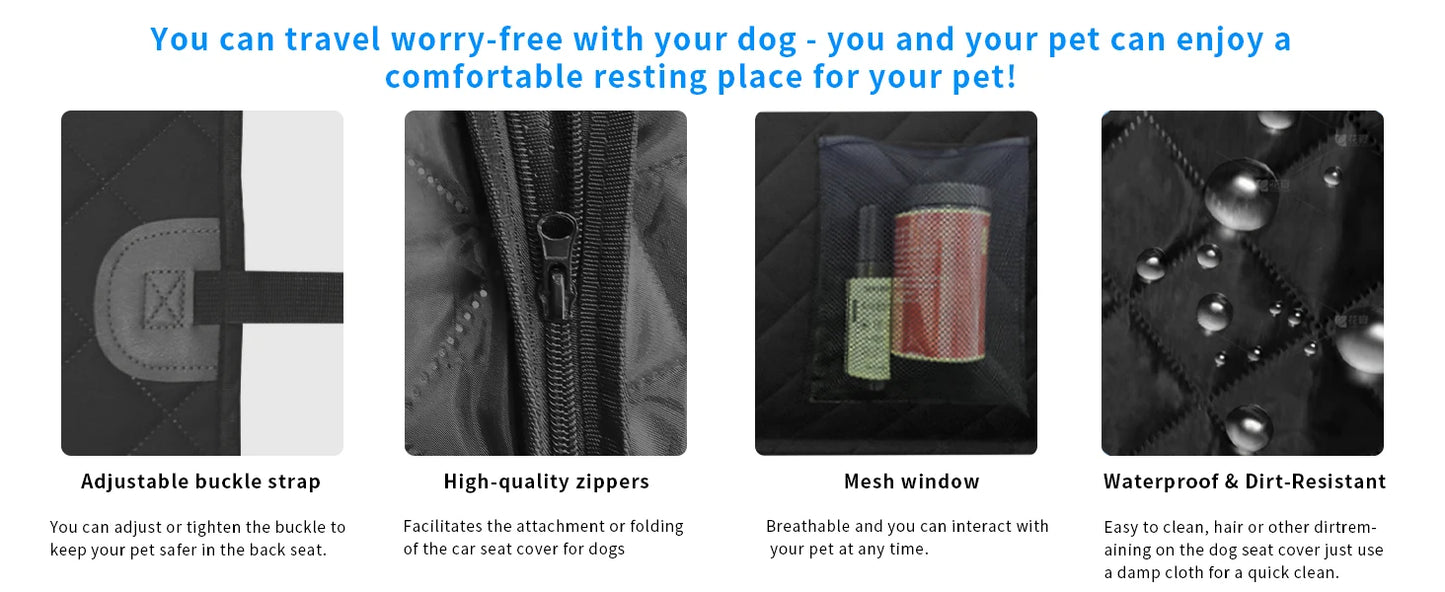 Waterproof Back Seat Extender Dog Car Seat Cover for Back Seat Bed with Mesh Window Storage Pocket Supports 220lbs Dog Hammock