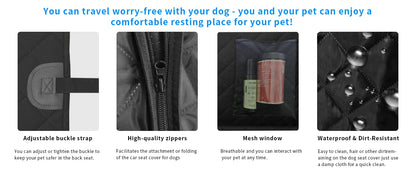 Waterproof Back Seat Extender Dog Car Seat Cover for Back Seat Bed with Mesh Window Storage Pocket Supports 220lbs Dog Hammock