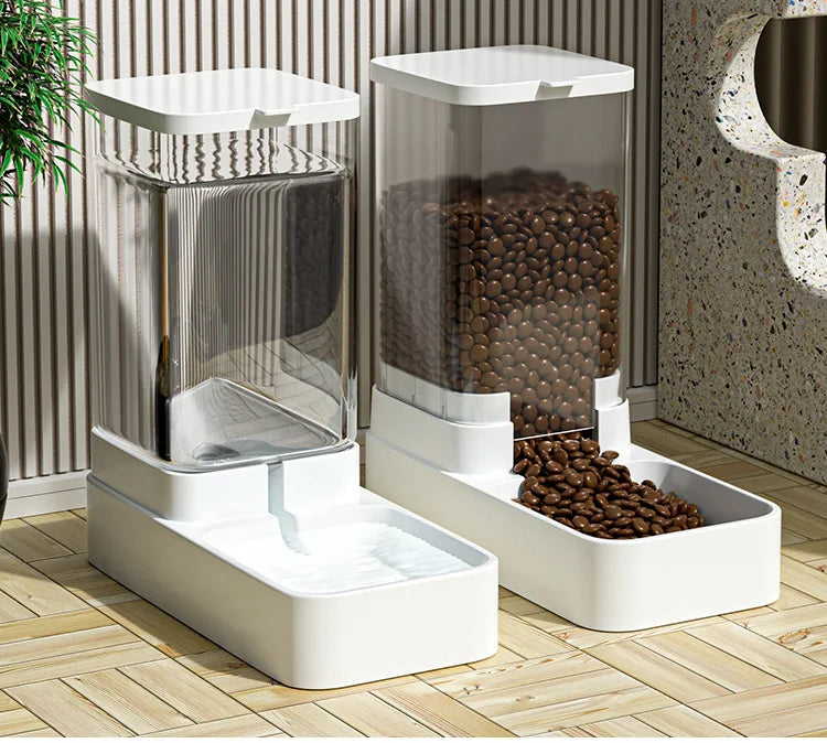 Automatic Cat Feeder & Water Dispenser with Gravity Food Storage Container for Cats and Dogs