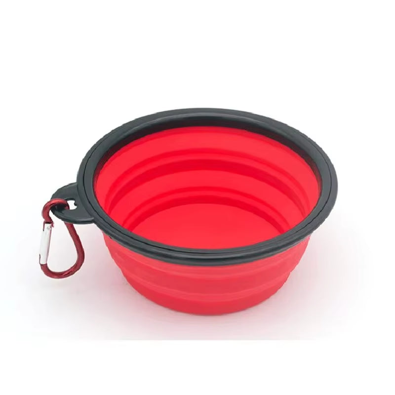 1000ML Silicone Dog Feeder Bowl with Carabiner Folding Cat Bowl Travel Dog Feeding Supplies Food Water Container Pet Accessories