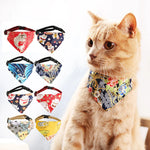 New Fashion Cartoon Cat Bandana Bow Tie Kitten Dog Scarf Adjustable Pet Cat Collar Handmade Trigon Pet Supplies Cat Accessories
