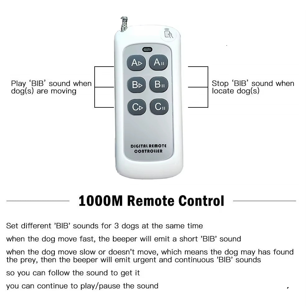 Hunting Dog Beeper Collars Waterproof Dog Training Collar 8 Built-In Beeper Sound Dog Tracker Collars Control up to 1000Meters