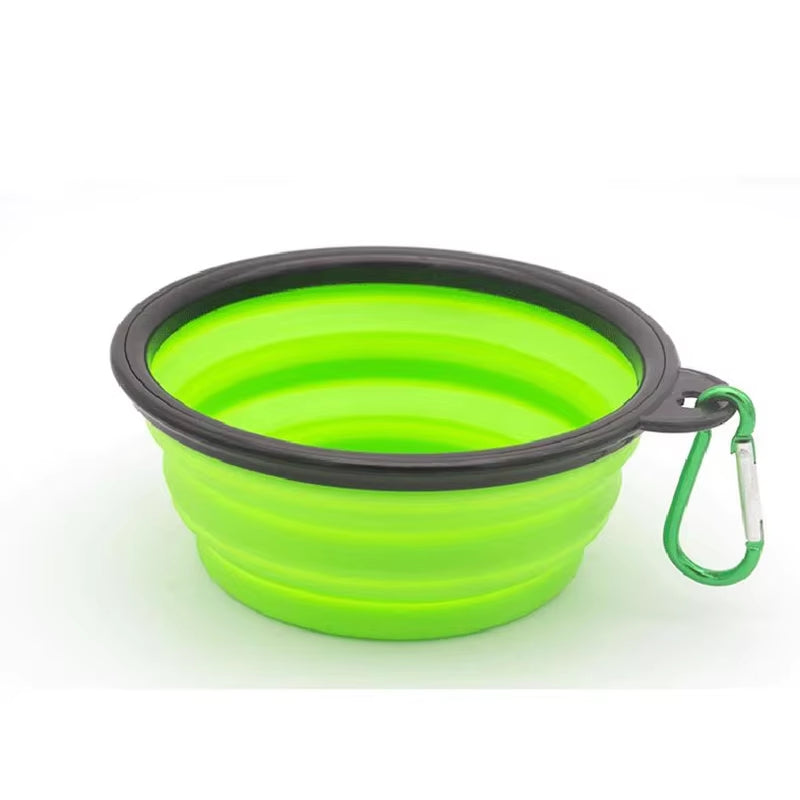 1000ML Silicone Dog Feeder Bowl with Carabiner Folding Cat Bowl Travel Dog Feeding Supplies Food Water Container Pet Accessories