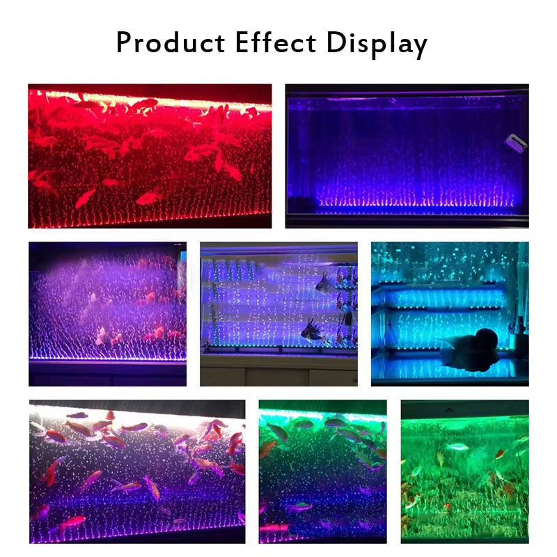 Aquarium Light LED Air Bubble Aquarium Lamp Underwater Submersible Fish Tank Light Color Changing Making Oxygen for Fish Tank