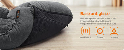 Feandrea Dog Basket, Raised Edge, Non-Slip, Removable Washable Cover, XL Size for Large Dogs, 100 x 75 x 25 cm, Grey