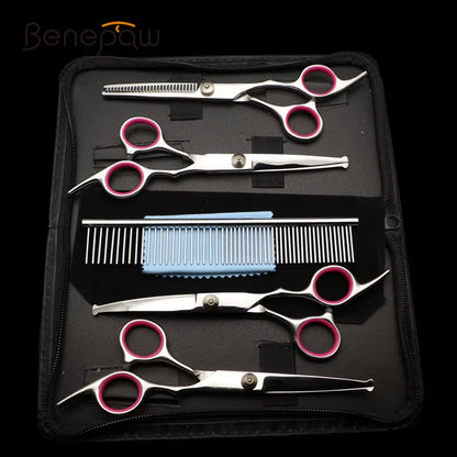 Safe Stainless Steel Pet Scissors for Dog Grooming Comfortable Rounded Tips Curved Dog Scissors Kit Tools Gift Comb