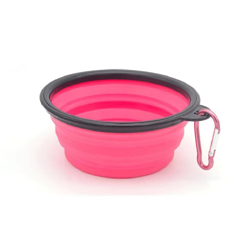 1000ML Silicone Dog Feeder Bowl with Carabiner Folding Cat Bowl Travel Dog Feeding Supplies Food Water Container Pet Accessories