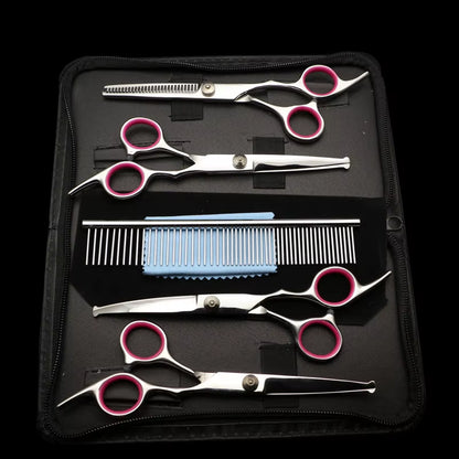 Safe Stainless Steel Pet Scissors for Dog Grooming Comfortable Rounded Tips Curved Dog Scissors Kit Tools Gift Comb