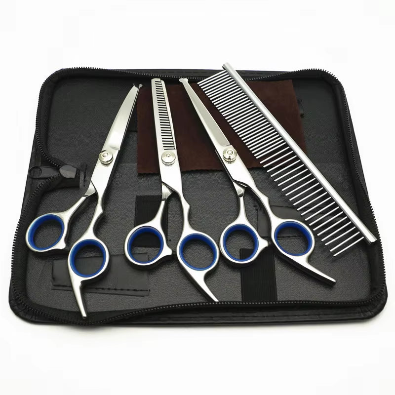 Safe Stainless Steel Pet Scissors for Dog Grooming Comfortable Rounded Tips Curved Dog Scissors Kit Tools Gift Comb