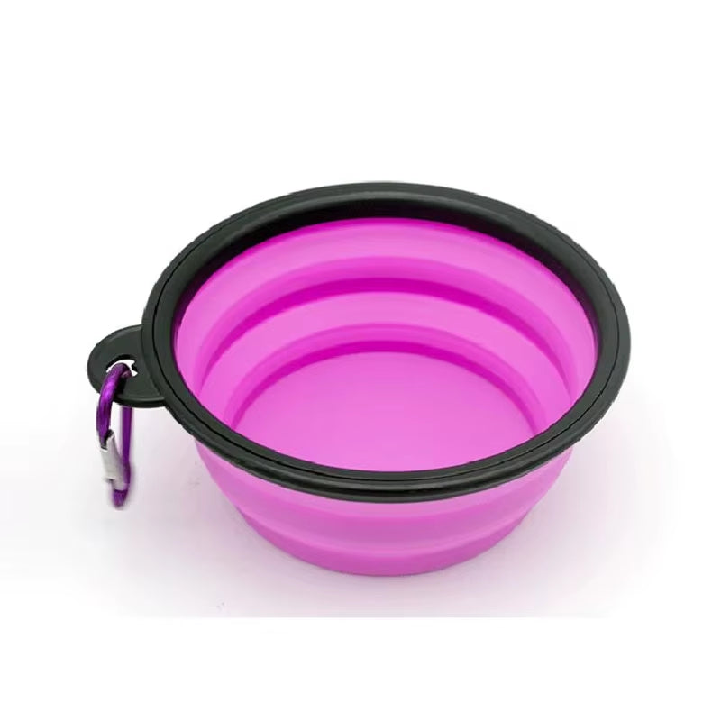 1000ML Silicone Dog Feeder Bowl with Carabiner Folding Cat Bowl Travel Dog Feeding Supplies Food Water Container Pet Accessories