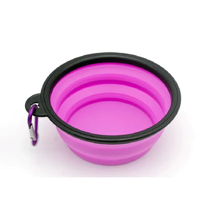 1000ML Silicone Dog Feeder Bowl with Carabiner Folding Cat Bowl Travel Dog Feeding Supplies Food Water Container Pet Accessories