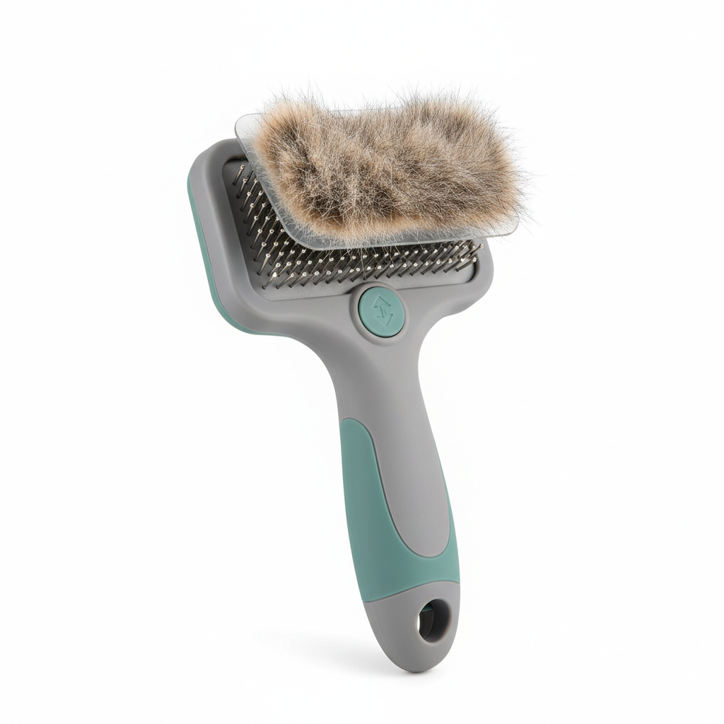 Brosse de toilettage professionnelle pour animaux avec système de retrait des poils