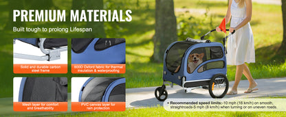 SucceBuy 100 lbs Dog Bike Trailer 2-in-1 Pet Stroller Cart Bicycle Carrier with Wheels Coupler Reflectors Flag for Dogs Travel